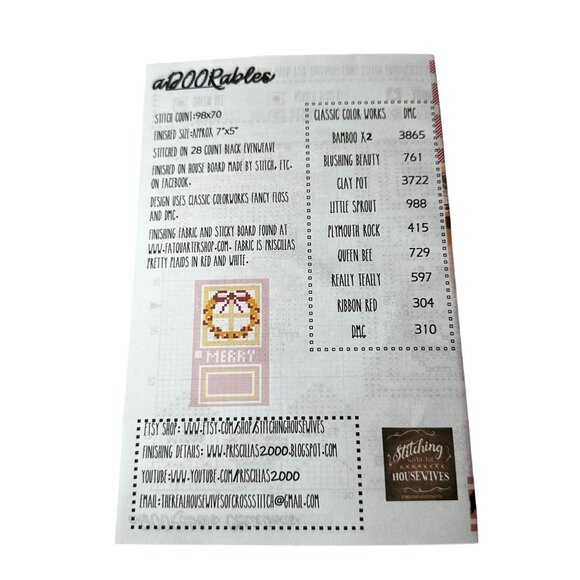 Christmas Cross Stitch Pattern aDOORables Santa Mrs. Claus Stitching Housewives - Picture 3 of 3